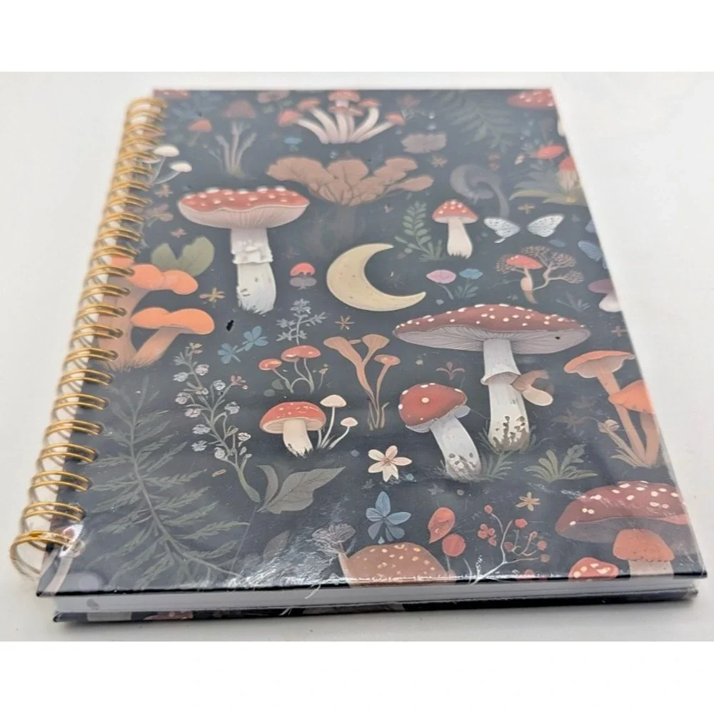 NEW! MUSHROOMS  Hardcover Spiral Notebook Diary Journal Lined Fairycore Woodland